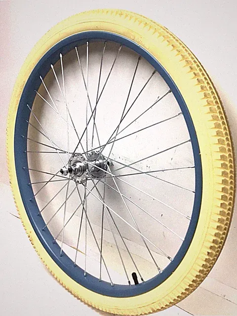 26" Bicycle Front Blue Wheel with 2.125" Cream Tire Beach Cruiser Bike #D61