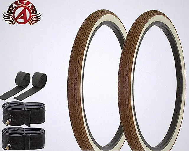 ALTA Bicycle Tire 26" x 2.125" Brown/Cream (2) Tires, Tube,Strip, Brick 26" Bike