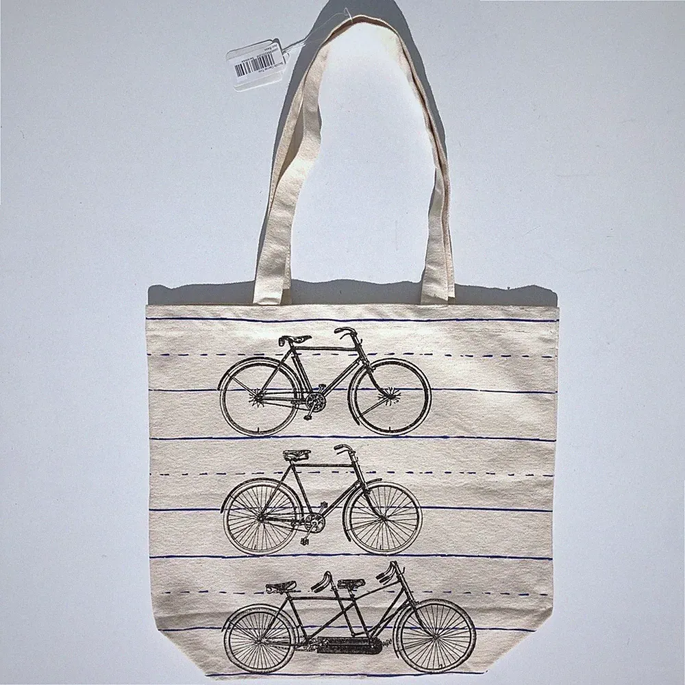 Bicycle canvas tote bag shopper reusable eco-friendly tandem bike gift by HomArt