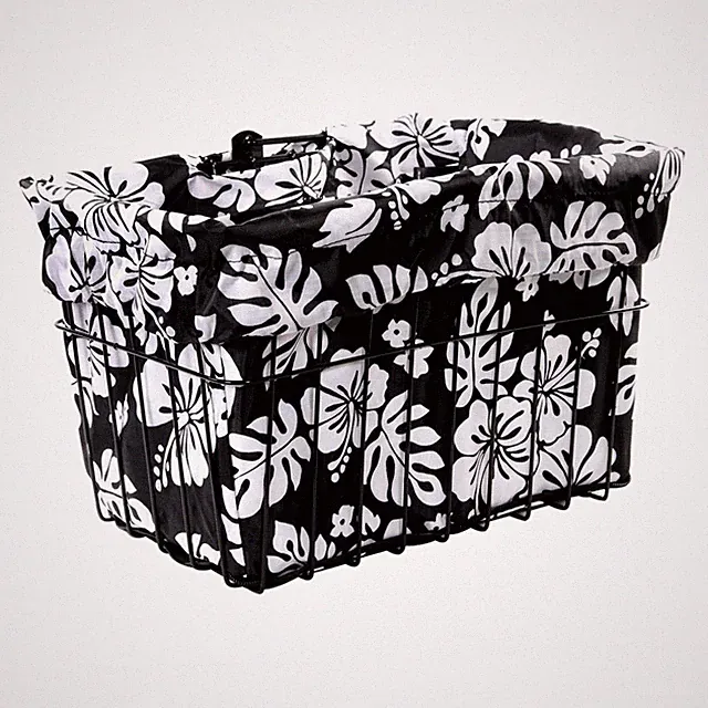 Cruiser Candy Style Up Bicycle Basket Liner Black/White Hibiscus Standard