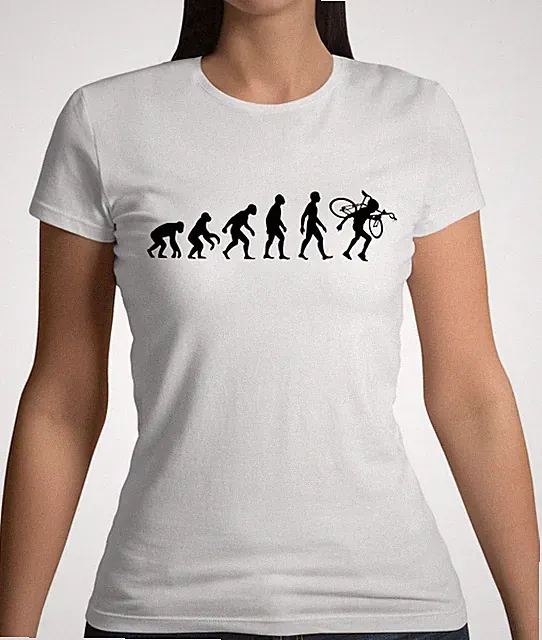 Evolution Of Man Cyclo Cross - Womens T-Shirt - Bicycle Cycling Cyclocross X