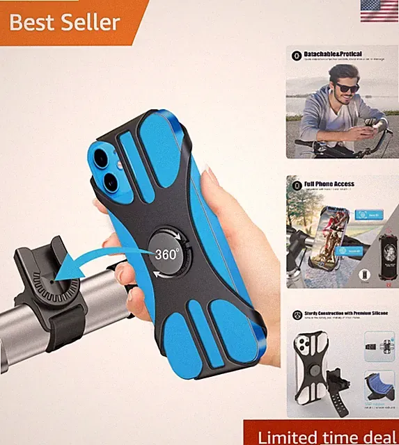 Lightweight Detachable Bicycle Phone Holder - Fits 4-6.7" Smartphones Securely