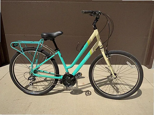 MARIN Stinson Step-Through Bicycle Medium Cream & Teal Comfort Hybrid