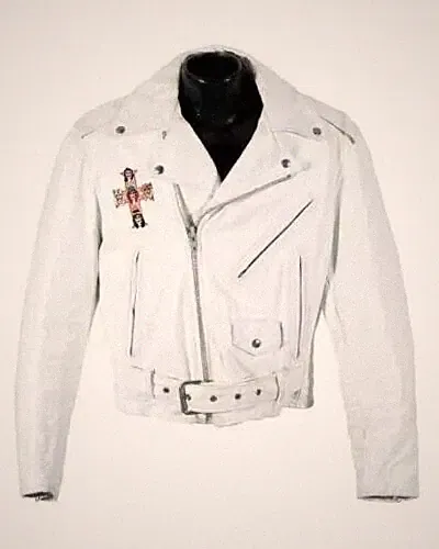 New GUNS N ROSES WHITE LEATHER JACKET - AXL ROSE - PARADISE CITY