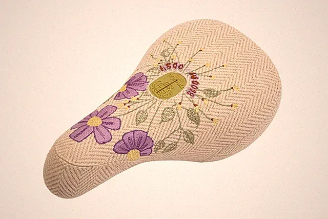 ODYSSEY x Bloom Fat Pivotal BMX Saddle - 241x139mm Cream Corduroy/Flowers