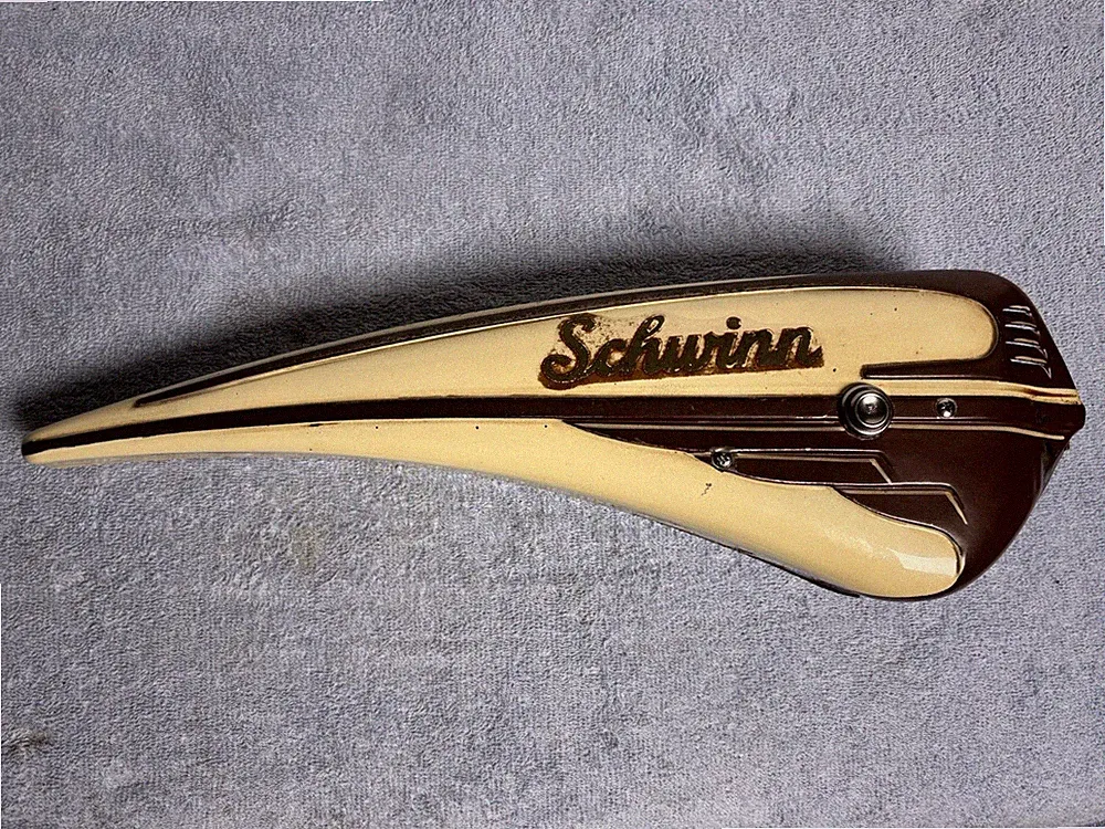 Postwar 1946 Schwinn B6 Autocycle Maroon Ivory Original Horn Tank