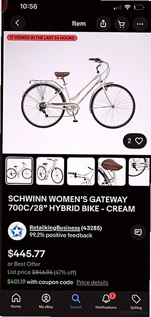 Schwinn Women’s Gateway Hybrid Bike 700C/28" Cream Rim Brake Rack Fenders