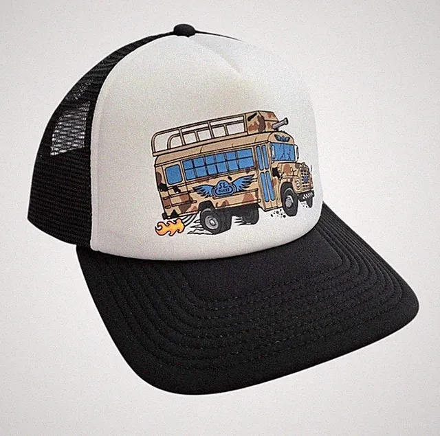 SE Racing BMX School Bus Trucker Hat (Black/White) Mesh Snapback
