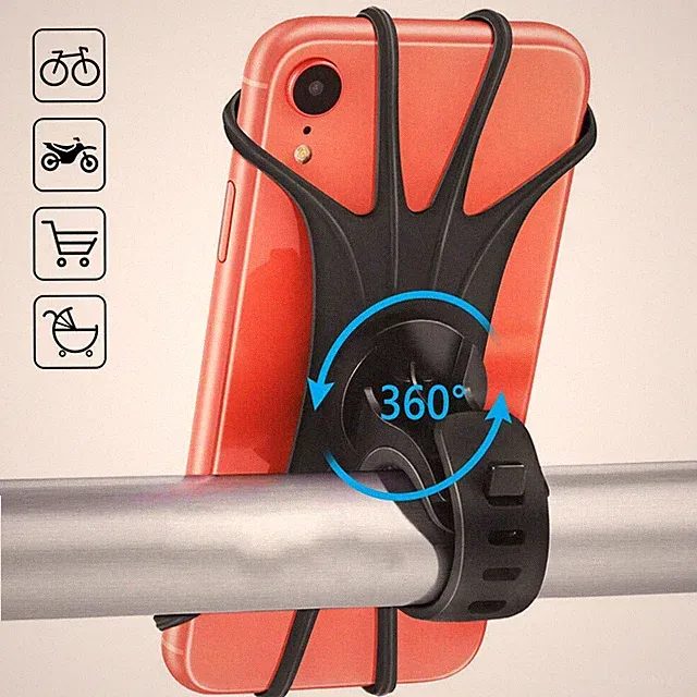 Silicone Bike Handlebar Mount Phone Holder For iPhone 15 14 Pro Samsung S24 S23
