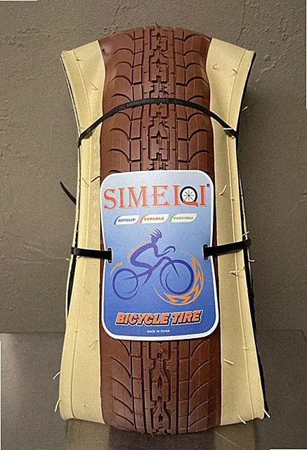 SIMEIQI One (1) Folding Bike Cruiser Tire Brown / Cream - 26 x 2.35 (59-559) NEW