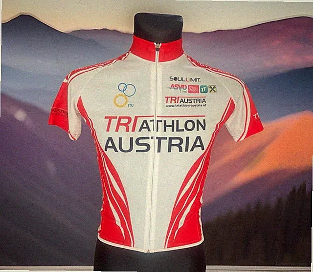 Triathlon Austria Cycling Jersey SOULLIMIT Mens Size S Red White Race Shirt