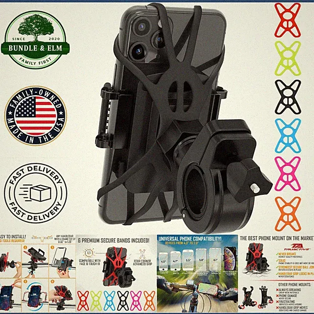 Universal Bike Phone Holder for 4-7 Inch Smartphones, Waterproof & Rotatable