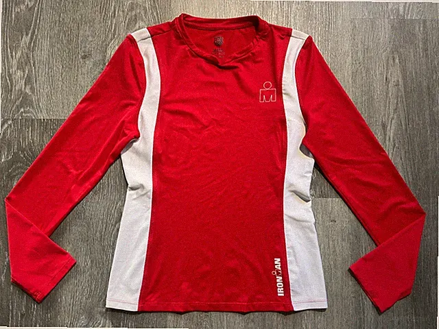 VGC K-Swiss IRONMAN Triathlon Long Sleeve Performance Shirt RED WHITE XS MSP $88