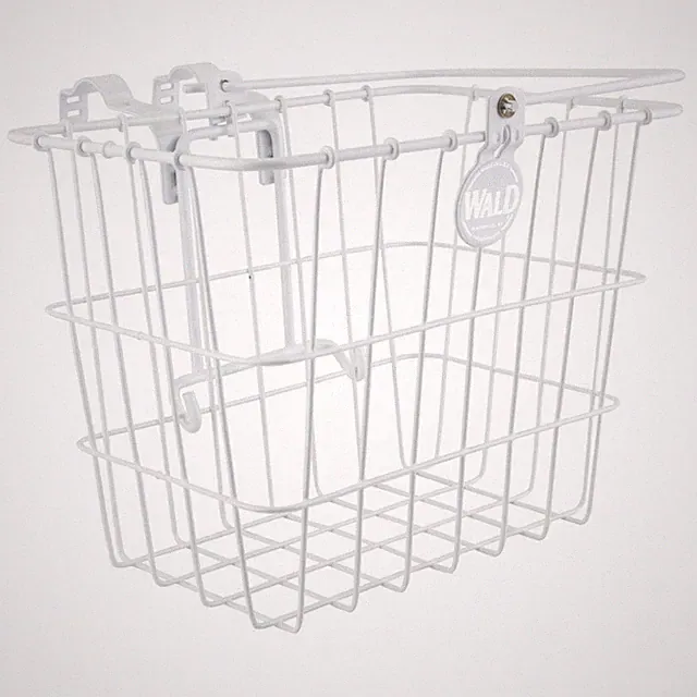 Wald Steel Quick Release Front Bicycle Basket for Commuting and Utility, White